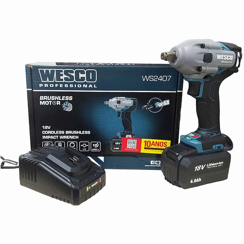 Chave de Impacto 1/2 18v com Bateria 4AH WS2407 WESCO - Parafusos