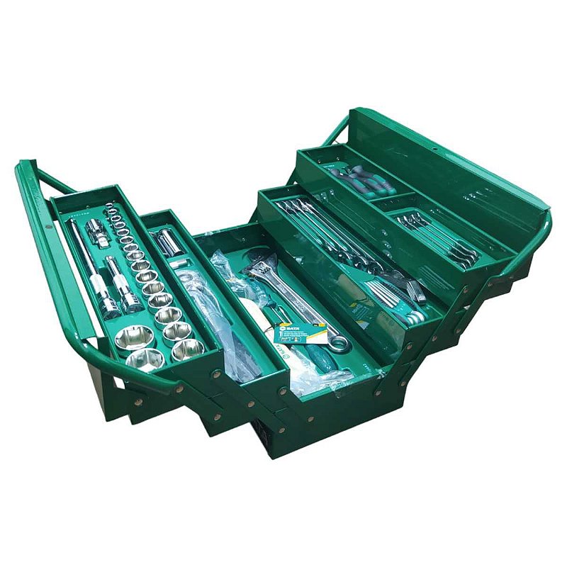 Caixa de Ferramenta Completa Mecânico Oficina 40cm 70PÇ SATA