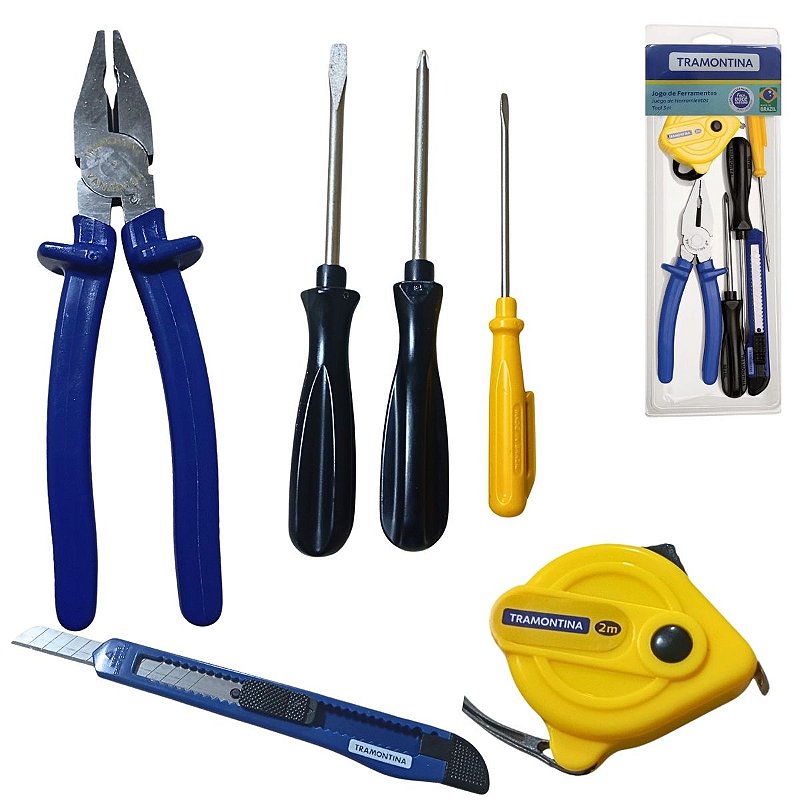 Kit de Ferramentas para ajuste corte medição 6Pçs TRAMONTINA