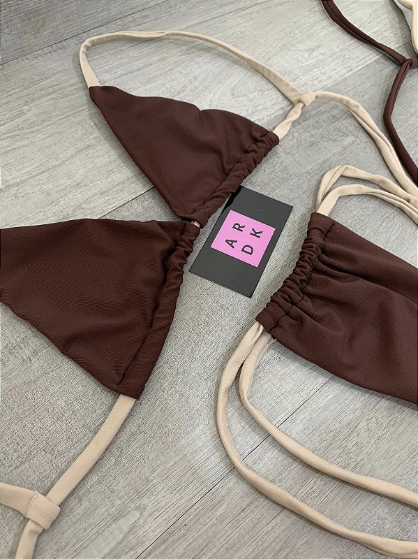 1 BIQUÍNI CORTININHA MIA marrom/ off PRONTA ENTREGA