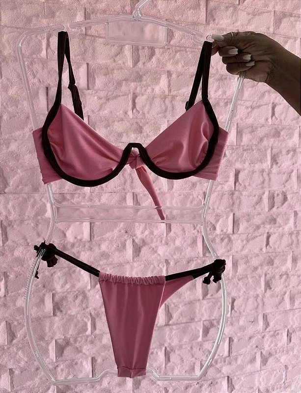 BIQUÍNI CLASSY ROSA COM MARROM