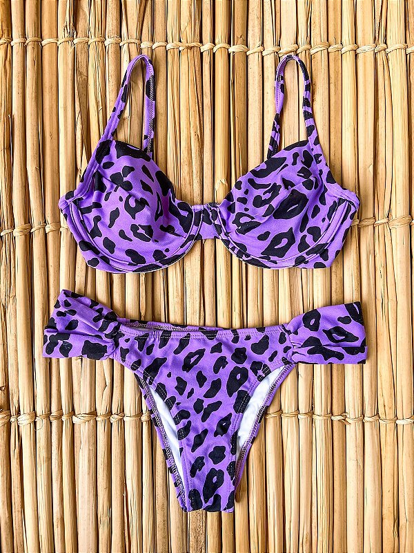 Biquíni Kamilla Oncinha Roxo - Calcinha Borboleta