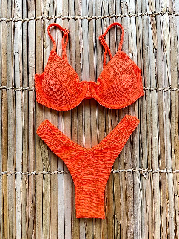 Biquíni Kamilla Laranja Neon Texturizado