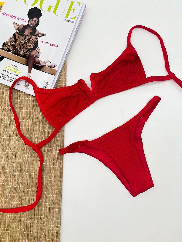 Biquíni Michelli Vermelho - Calcinha Marquinha