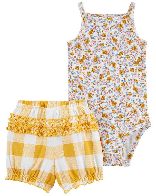 Conjunto Carters 2 peças Floral Amarelo