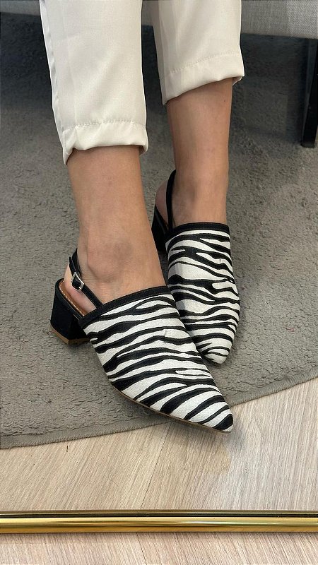 BABUCHE BRANDON ANIMAL PRINT ZEBRA