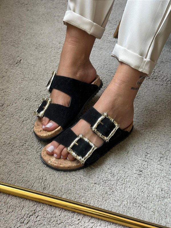 BIRKEN CHICAGO DETALHE FIVELAS COURO PRETO