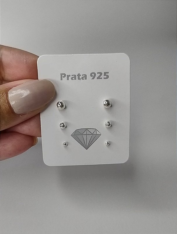 Trio bolinha de Prata 925