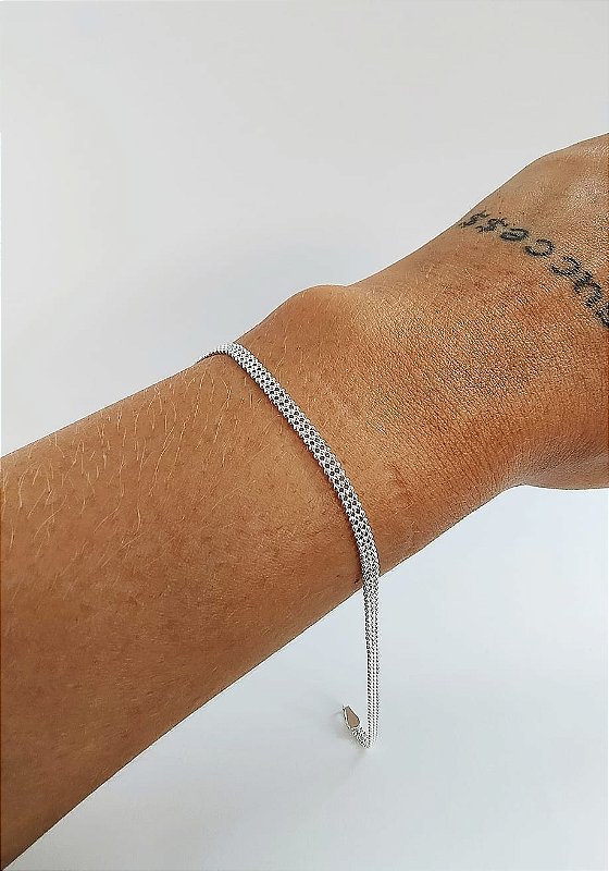 Pulseira bolinha 3 fios em Prata 925