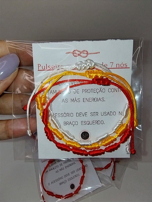 Kit com 3 pulseiras ( vermelha, amarela, branca)