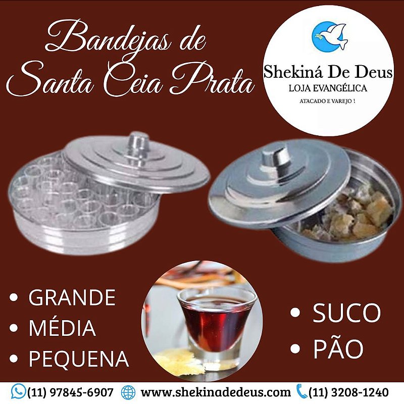 Bandeja de Alumínio para o cálice e pão da Santa Ceia - A Shekiná é a maior  vendedora de pastas para hinos, louvores, coral ou conjuntos diversos!