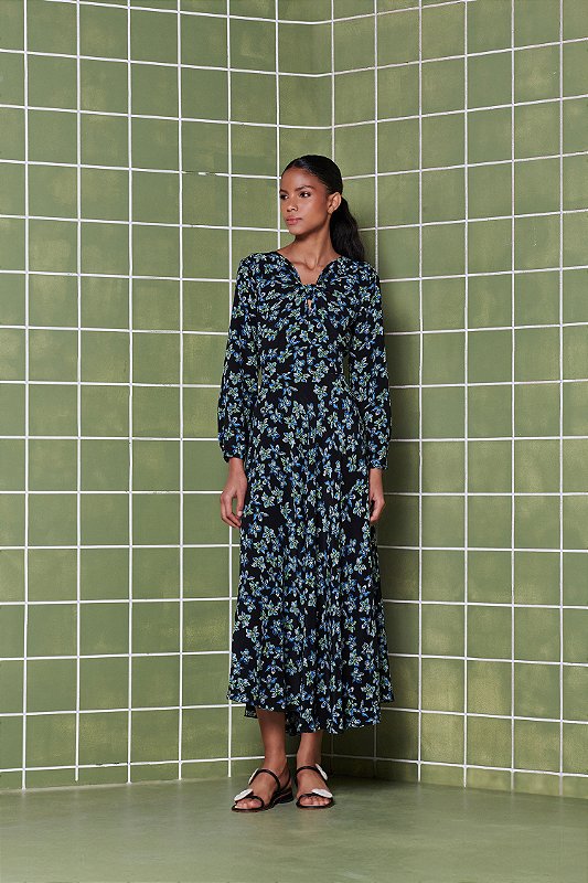 VESTIDO MELINA SEDA ORQUÍDEAS