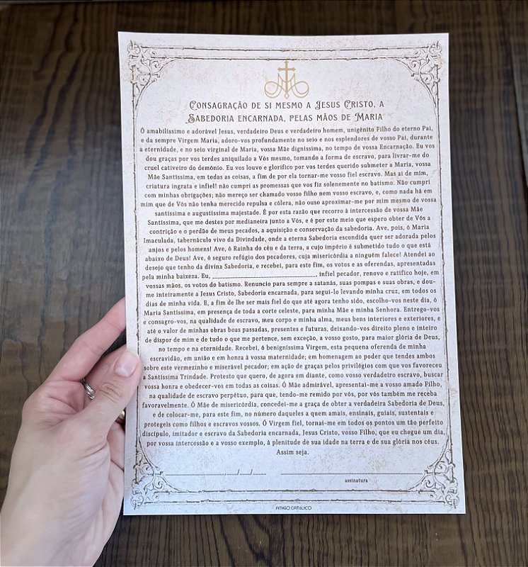 Pergaminho da Consagração Total a Jesus por Maria