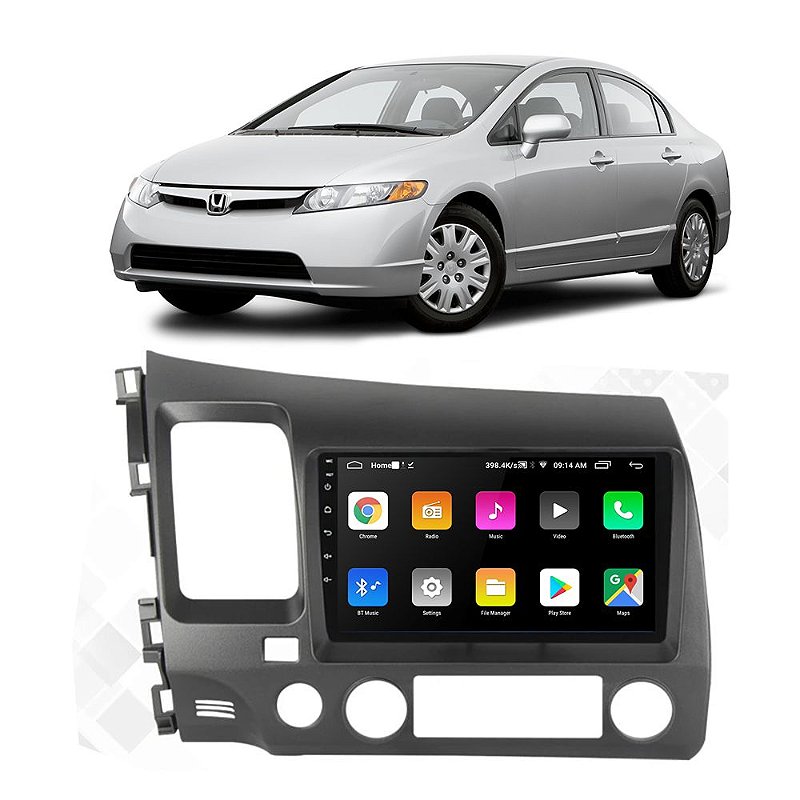 Kit Multimídia Android Honda Civic 2007 2011 Tela 9 GPS Bluetooth ...