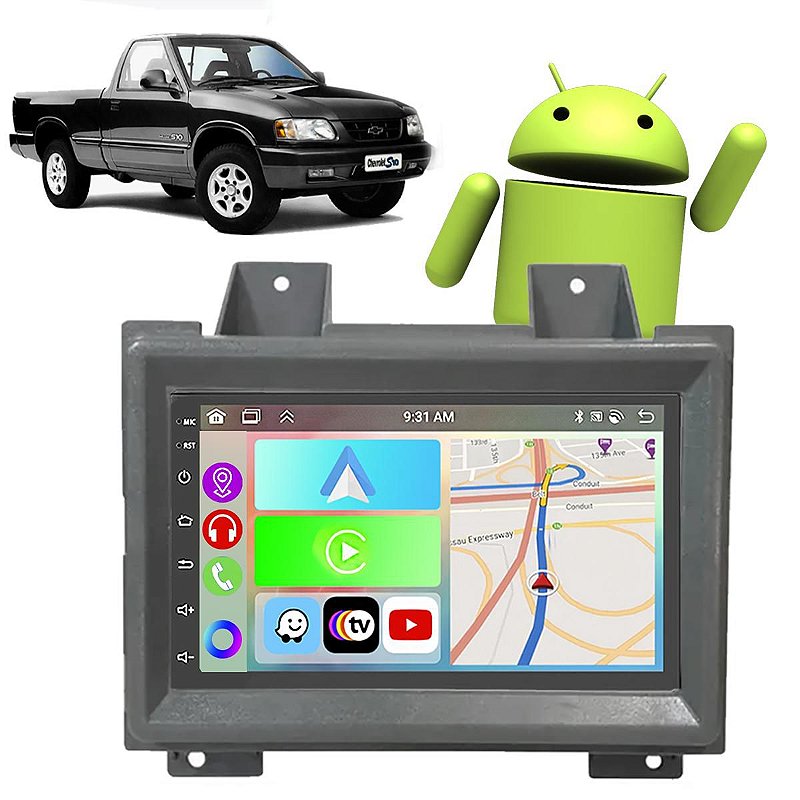 Kit Multimídia Chevrolet S10 Blazer 1995-2000 Android Auto CarPlay GPS ...