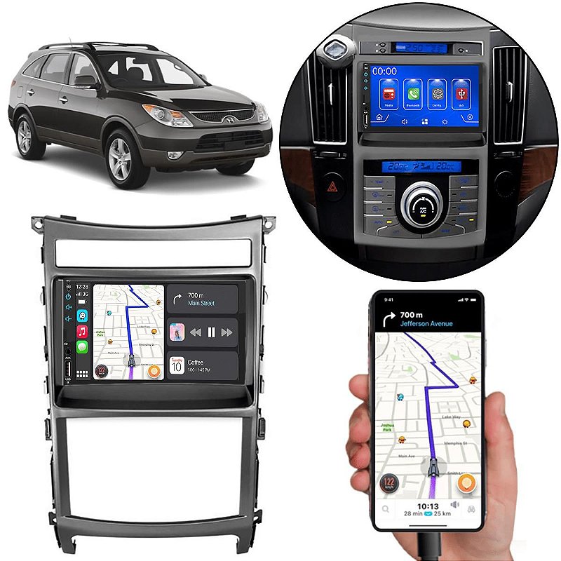 Central Multimídia Hyundai Veracruz 2007-2012 CarPlay Android Auto ...