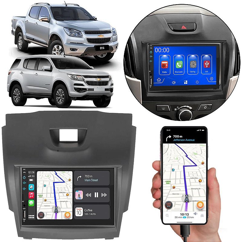 Kit Multimídia MP5 7" CarPlay Android Auto S10 Blazer 2012-2016 - Ecarshop