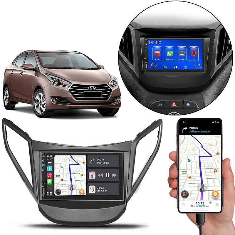 MP5 7 Polegadas CarPlay Android Auto Hyundai HB20 2012-2019 + Câmera ...