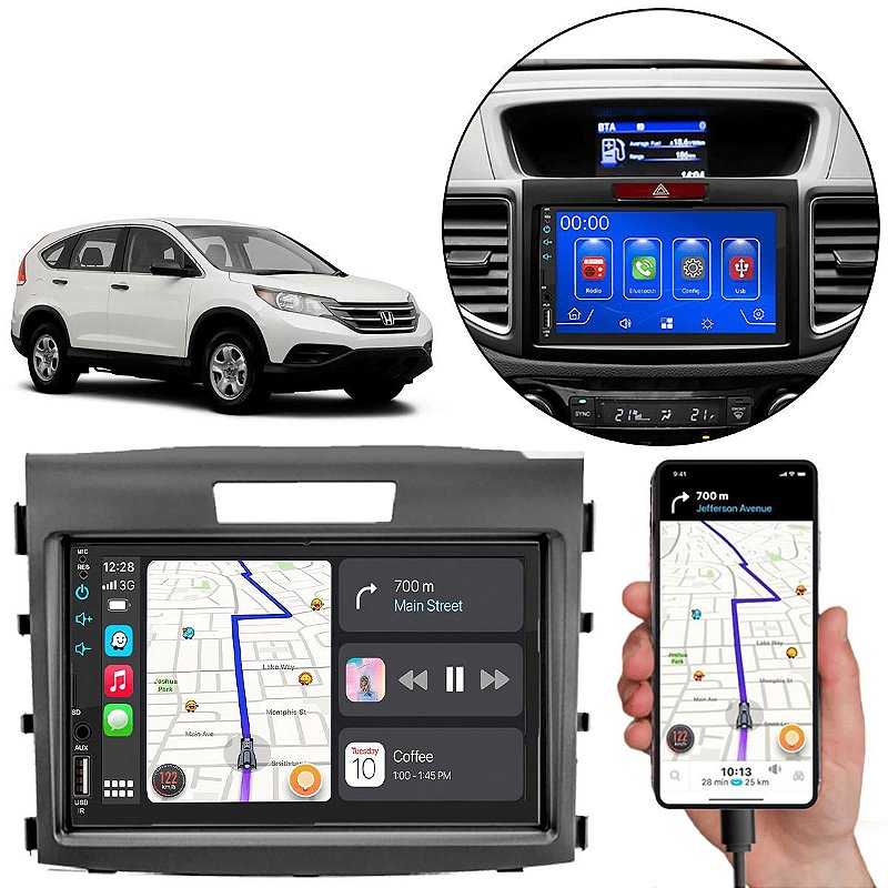 MP5 7 Polegadas CarPlay Android Auto Honda CR-V 2012-2016 + Câmera ...