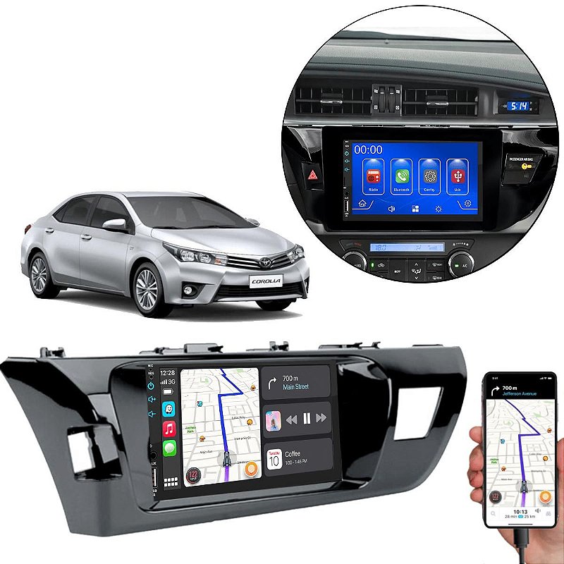 MP5 7 Polegadas CarPlay Android Auto Toyota Corolla 2009-2014 + Câmera ...