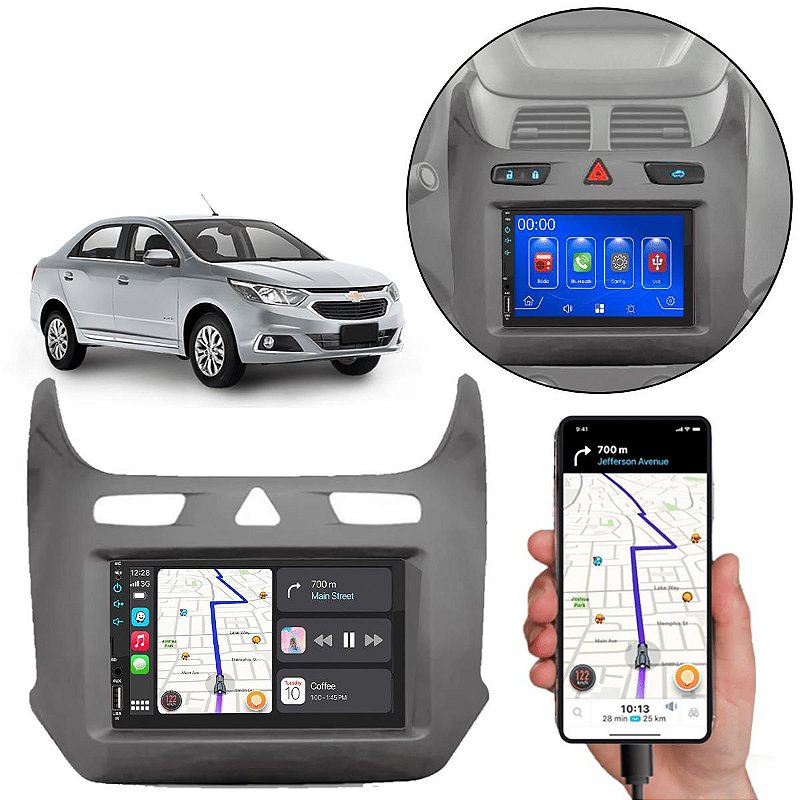 MP5 7 Polegadas CarPlay Android Auto Cobalt (2016-2020) + Câmera - Ecarshop