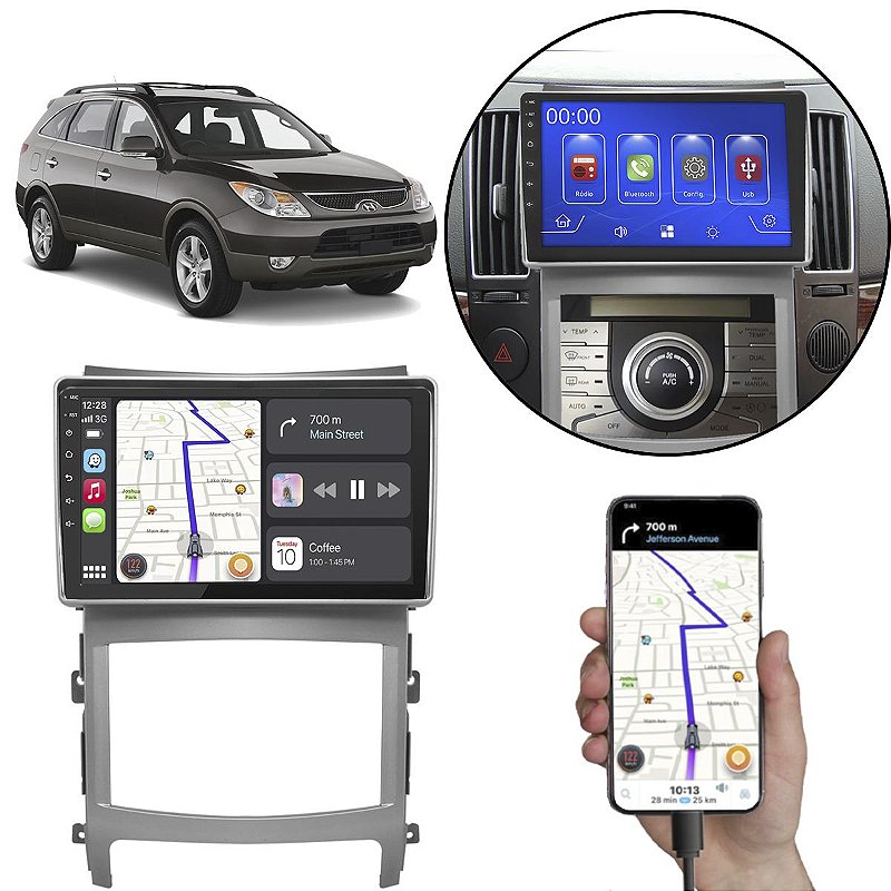 Kit Central Multimídia MP5 Vera Cruz 2007 a 2012 9" Polegadas CarPlay ...
