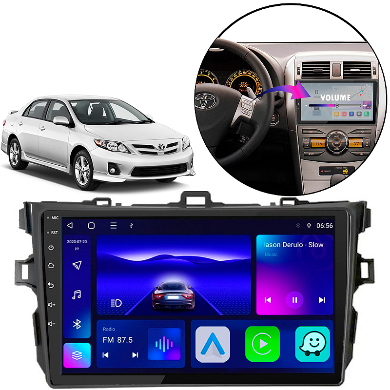 Kit Multimídia Android Octa-Core 4-64GB Corolla 2009 a 2014 Slot 4G ...
