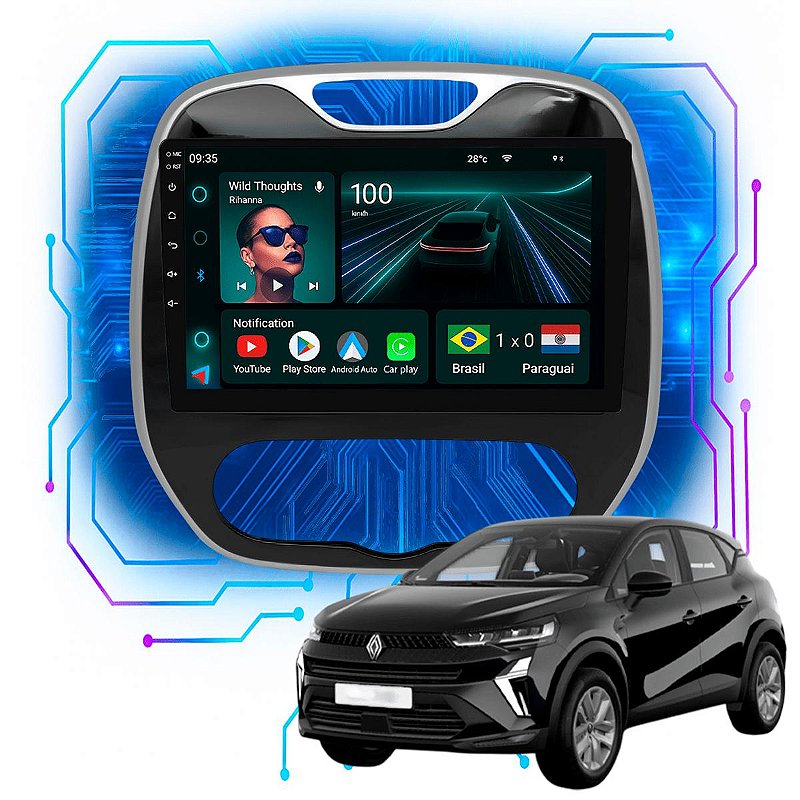 Kit Multimídia Renault Captur 9p CarPlay Android Auto - Ecarshop