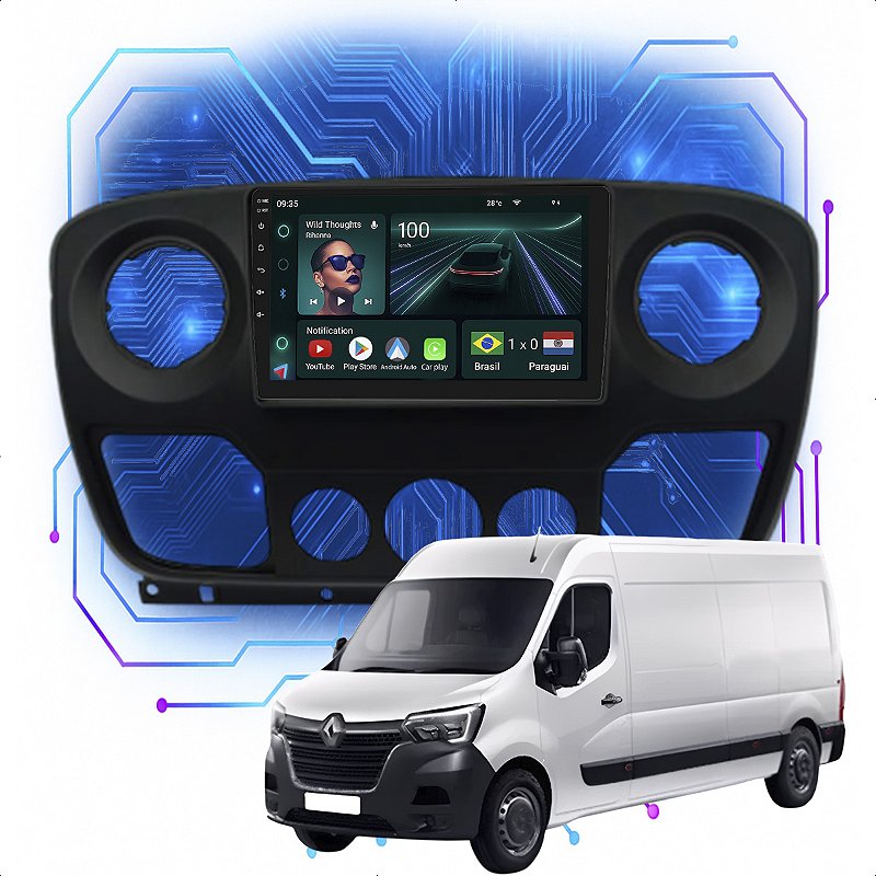 Kit Multimídia 9” Master 2013 a 2024 CarPlay Android - Ecarshop