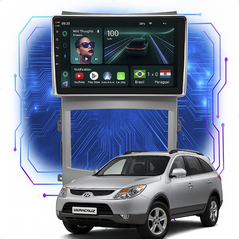 Kit Multimídia Vera Cruz 2007 a 2012 9” CarPlay Android - Ecarshop