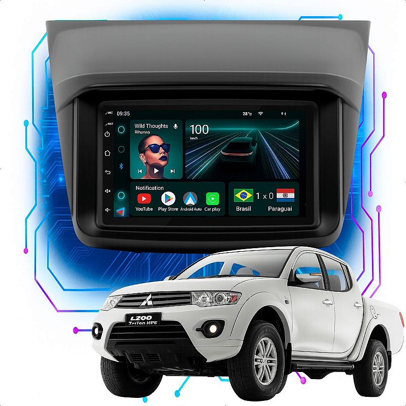 Central Multimídia 7” CarPlay Android Auto L200 Triton Pajero - Ecarshop
