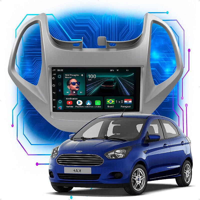 Central Multimídia 7” CarPlay Android Auto Ford Ka 2015 a 2017 - Ecarshop