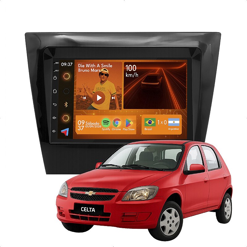 Central Multimídia Celta 2006 a 2016 CarPlay Android Auto 7” GPS - Ecarshop