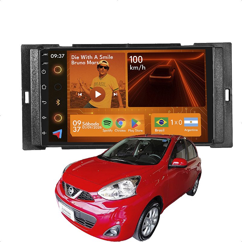 Central Multimídia 7” Nissan March Versa CarPlay Android Auto - Ecarshop