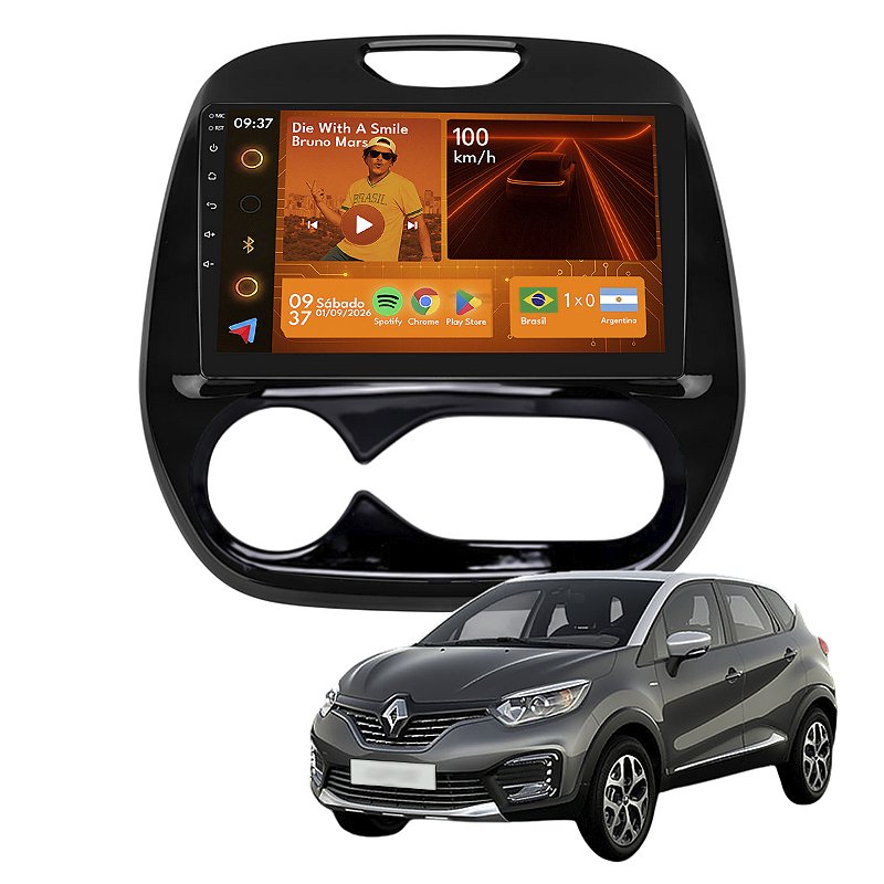 Central Multimídia Renault Captur 9" CarPlay Android Auto - Ecarshop