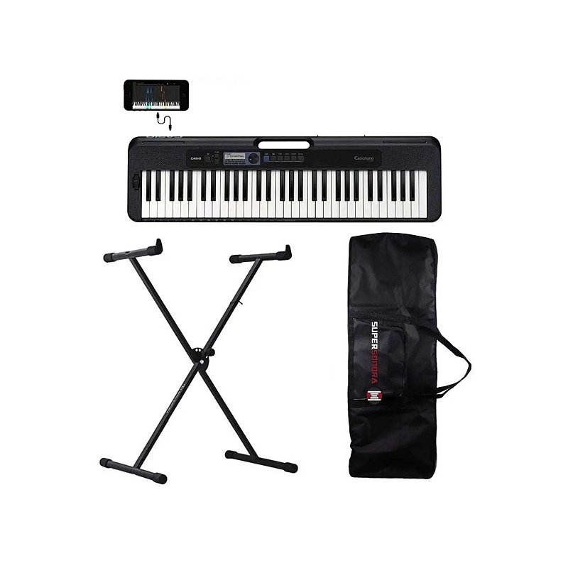 Teclado Musical Casio CT-S300 com Suporte e Capa - Super Sonora