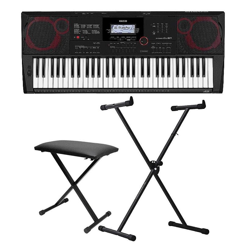 Teclado Musical Ct x3000 Casio com Banqueta e Suporte - Super