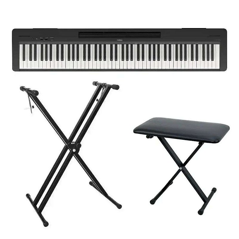 Piano Digital Yamaha P-145 Suporte e Banqueta - Super Sonora