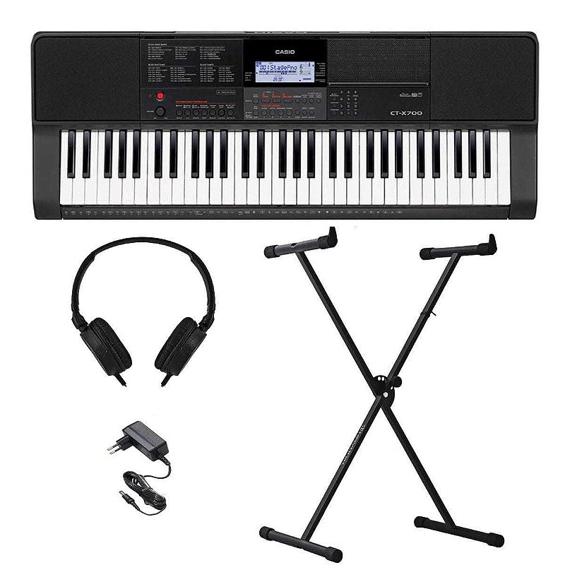 Teclado Casio CT-X700 Preto 61 Teclas + Suporte em X + Fone de