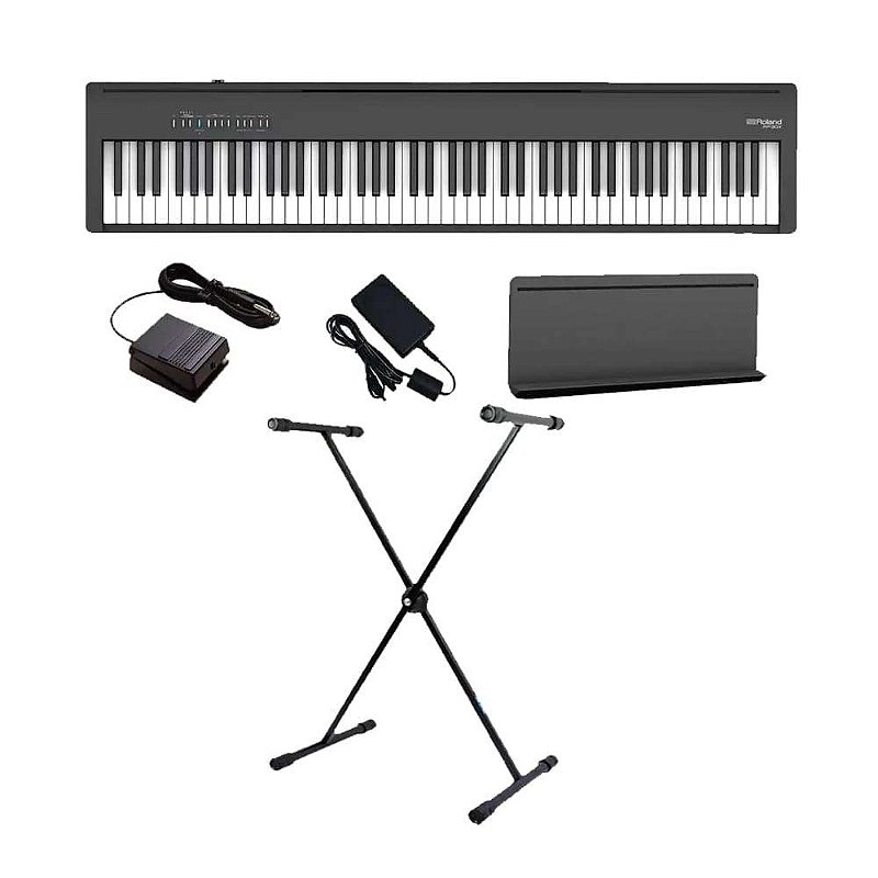 Piano Digital Roland FP-30X Preto 88 Teclas Com Suporte - Super