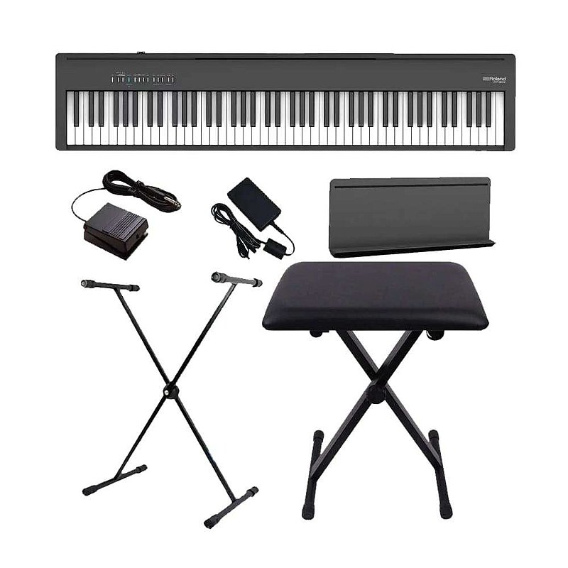 Piano Digital Roland FP-30X Kit Com Suporte E Banqueta - Super