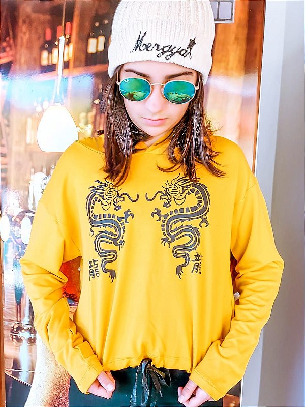 yellow moletom com capuz for teenage girl