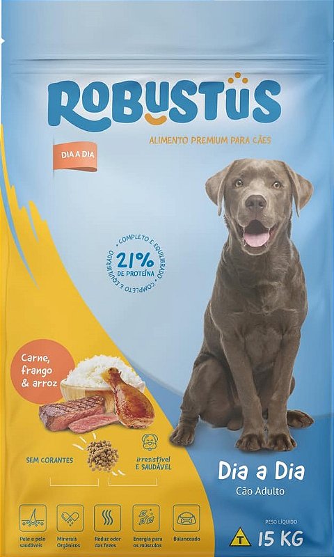 RAÇÃO ROBUSTUS PREMIUM DIA-A-DIA CÃES ADULTOS - 15KG