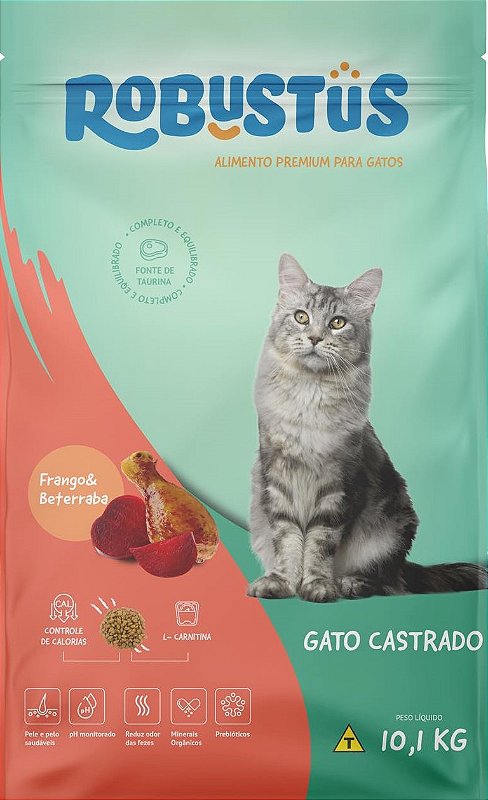RAÇÃO ROBUSTUS PREMIUM GATO CASTRADO - 10,1KG