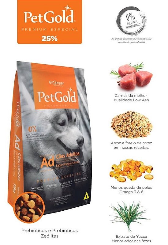 RAÇÃO PETGOLD PREMIUM ESPECIAL CÃES ADULTO - 15KG