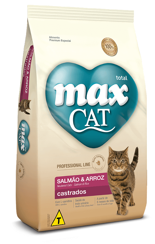 MAX CAT PROFESSIONAL LINE CASTRADOS SALMÃO & ARROZ - 10KG