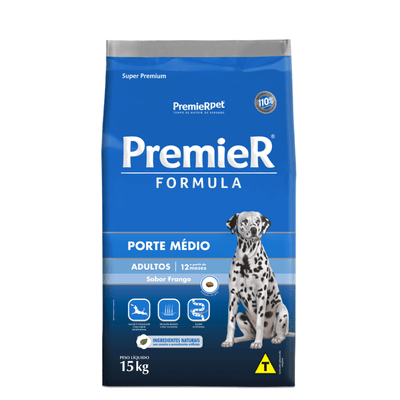 RAÇÃO PREMIER FÓRMULA CÃES ADULTOS RAÇAS MÉDIAS - FRANGO - 15KG