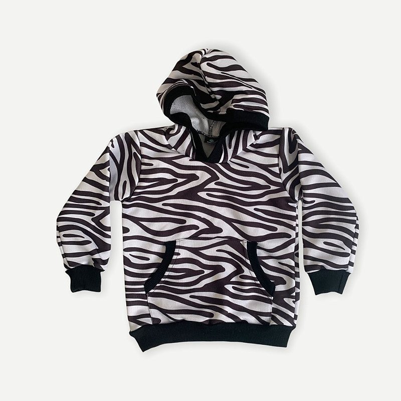 zebra zip up moletom com capuz