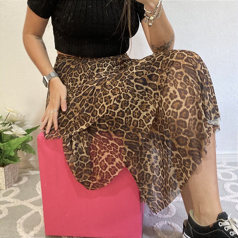 Saia midi cheap onça comprar