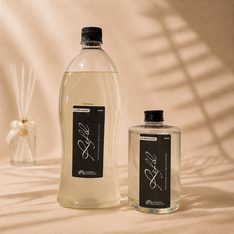 Refil aromatizador de ambiente - 500ml ou 1000ml - Acompanha kit de varetas de fibra